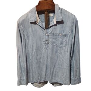 Vineyard Vines Chambray Blue Denim High Low Relaxed Fit Tunic Size 12